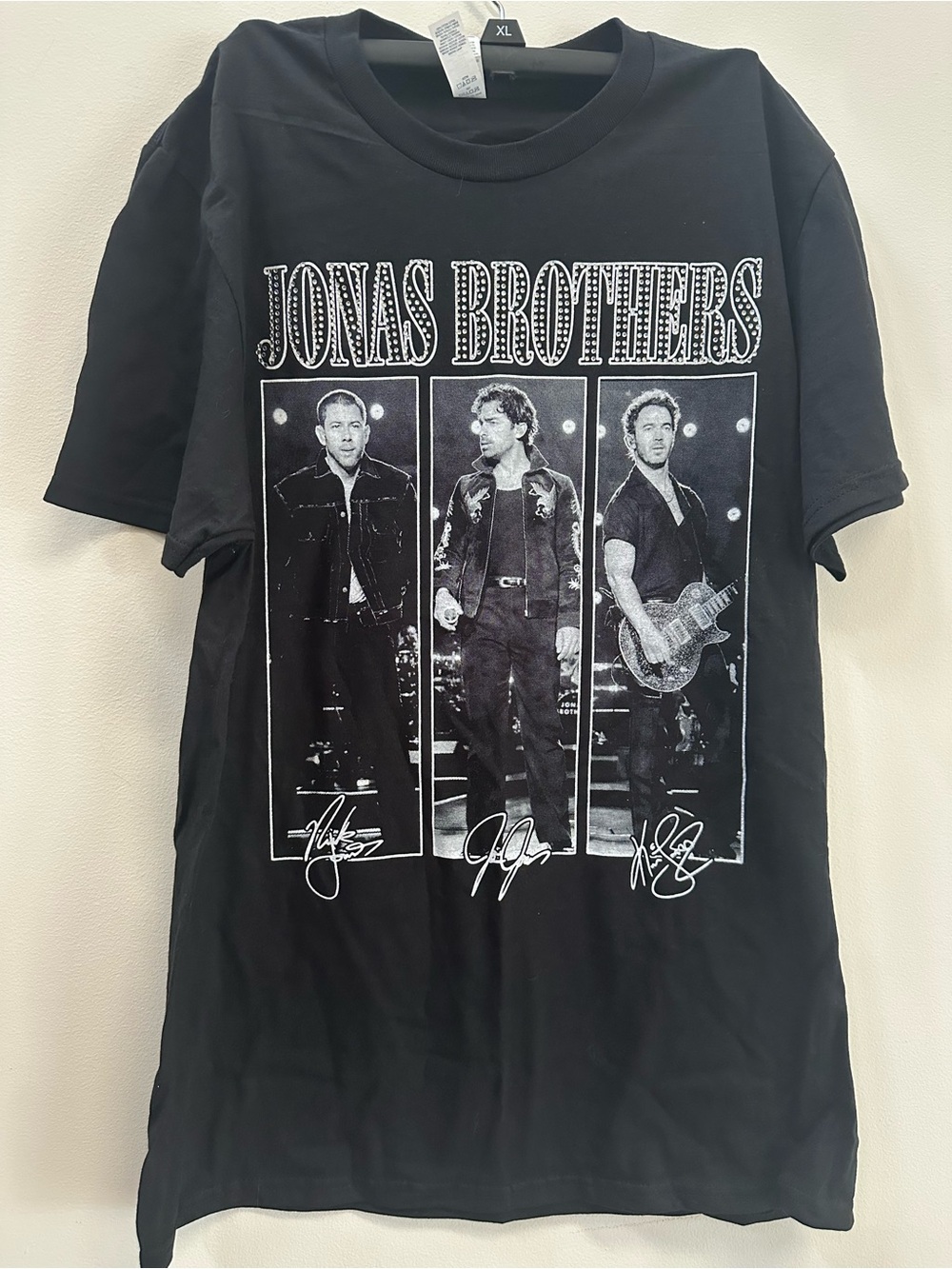 Classic Black Jonas Brothers Graphic Tee with White Print